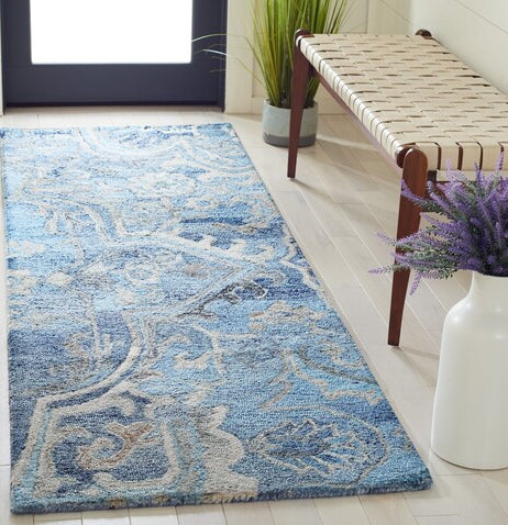 Safavieh Marquee MRQ116M Blue / Grey Area Rug Room Scene Feature