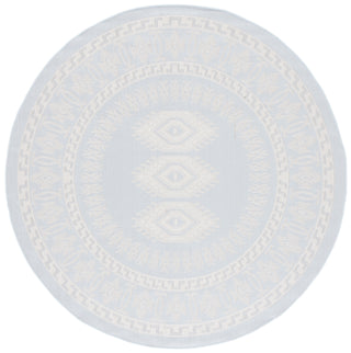 Safavieh Martha Stewart Indoor/Outdoor Aqua / Blue Ivory Machine Washable Area Rug Round