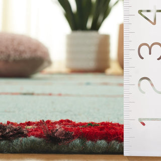 Safavieh Nantucket NAN605W Teal / Red Area Rug Detail