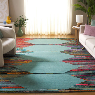 Safavieh Nantucket NAN605W Teal / Red Area Rug Room Scene Feature