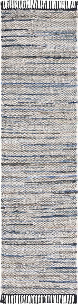 Safavieh Rag Rug RAR301L Light Blue / Black Area Runner