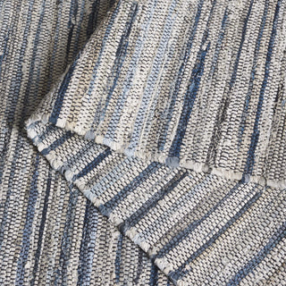 Safavieh Rag Rug RAR301L Light Blue / Black Area Fold