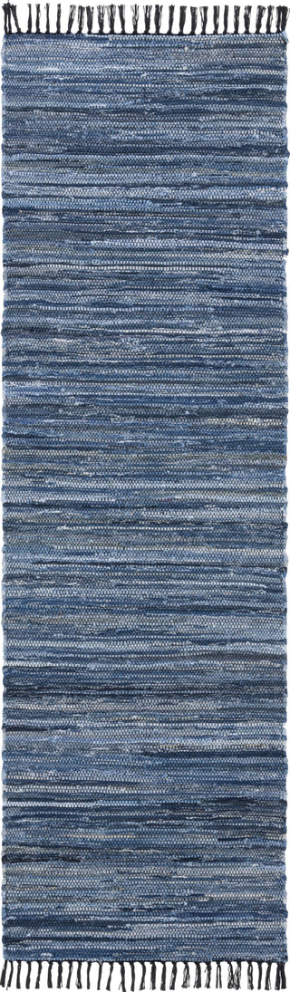 Safavieh Rag Rug RAR301M Blue / Black Area Runner