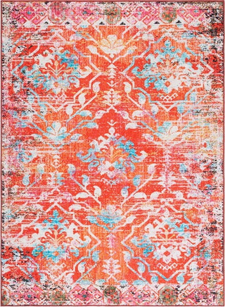 Safavieh Riviera RIV117 Orange / Light Blue Machine Washable Area Rug