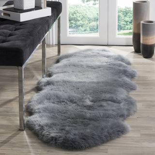 Safavieh Sheep Skin SHS121 Steel Blue Area Rug Room Scene