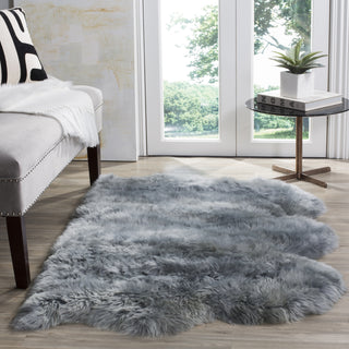 Safavieh Sheep Skin SHS121 Steel Blue Area Rug Room Scene