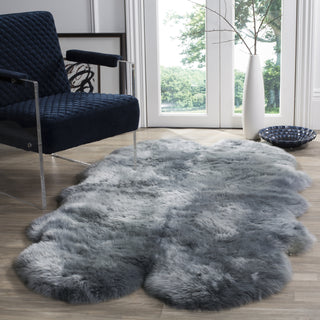 Safavieh Sheep Skin SHS121 Steel Blue Area Rug Room Scene
