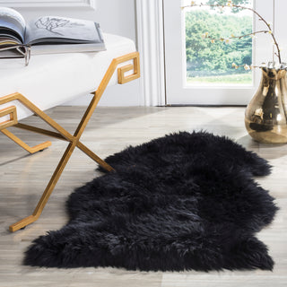Safavieh Sheep Skin SHS121 Midnight Black Area Rug Room Scene