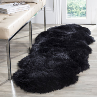 Safavieh Sheep Skin SHS121 Midnight Black Area Rug Room Scene