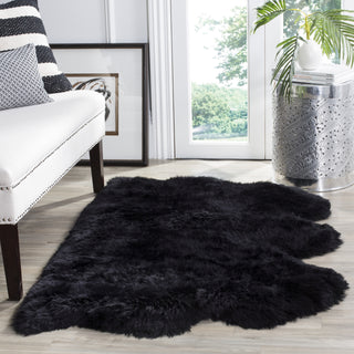 Safavieh Sheep Skin SHS121 Midnight Black Area Rug Room Scene