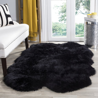Safavieh Sheep Skin SHS121 Midnight Black Area Rug Room Scene