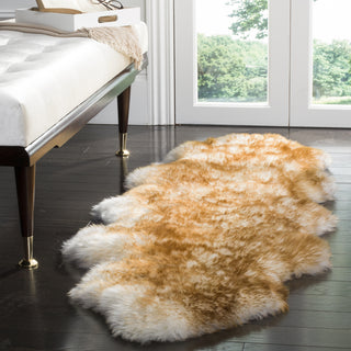 Safavieh Sheep Skin SHS121 Off White / Coco Brown Area Rug Room Scene