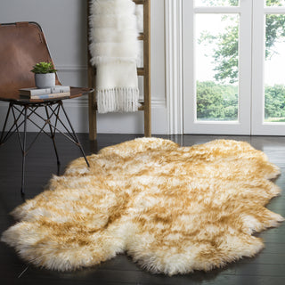 Safavieh Sheep Skin SHS121 Off White / Coco Brown Area Rug Room Scene