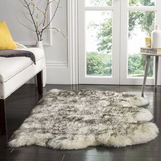 Safavieh Sheep Skin SHS121 Ivory / Smoke Grey Area Rug Room Scene