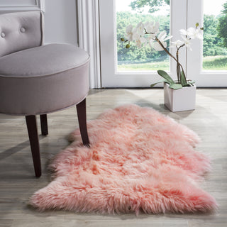 Safavieh Sheep Skin SHS121 Solid Pink Area Rug Room Scene