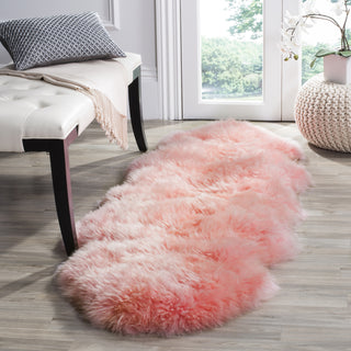 Safavieh Sheep Skin SHS121 Solid Pink Area Rug Room Scene