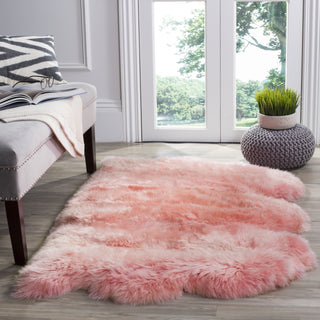 Safavieh Sheep Skin SHS121 Solid Pink Area Rug Room Scene