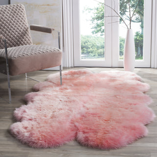 Safavieh Sheep Skin SHS121 Solid Pink Area Rug Room Scene