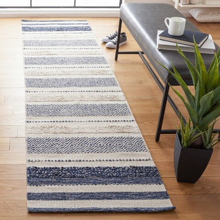 Safavieh Striped Kilim STK502A Ivory / Navy Area Rug Room Scene Feature