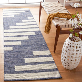 Safavieh Striped Kilim STK514N Navy / Ivory Area Rug Room Scene Feature