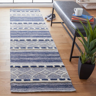 Safavieh Striped Kilim STK522N Navy / Ivory Area Rug Room Scene Feature