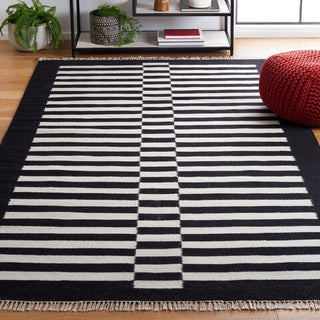 Safavieh Striped Kilim STK805Z Black / Ivory Area Rug Room Scene Feature