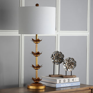 Safavieh Lani Leaf TBL4016A Gold / White Lamp Room Scene Off Feature