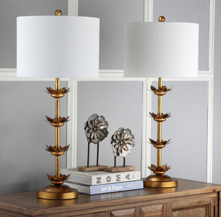 Safavieh Lani Leaf TBL4016A Gold / White Lamp Room Scene Off Feature