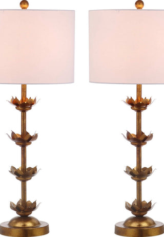 Safavieh Lani Leaf TBL4016A Gold / White Lamp Main On