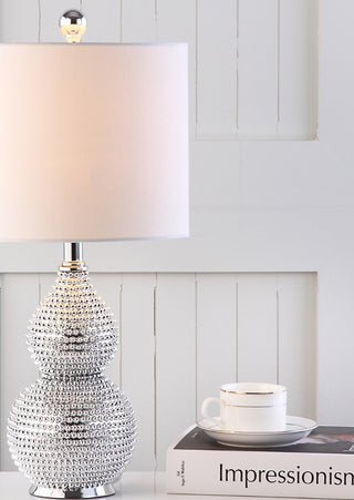 Safavieh Clarabel TBL4042A Chrome Lamp Room Scene On Feature