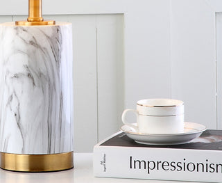 Safavieh Clarabel TBL4043A White Marble / Gold Lamp Room Scene On Feature