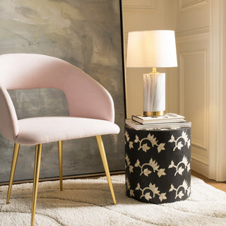 Safavieh Clarabel TBL4043A White Marble / Gold Lamp Room Scene On Feature