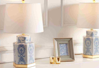 Safavieh Bodin TBL4150A Blue / White Lamp Room Scene On Feature