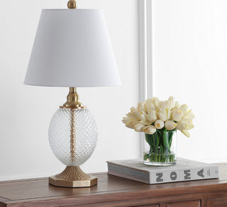 Safavieh Kaiden TBL4199A Brass / Clear Lamp Room Scene Off Feature