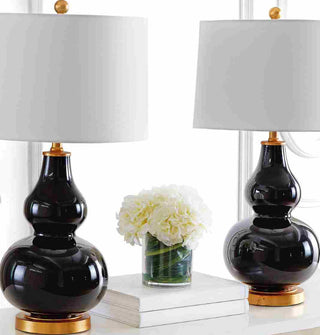 Safavieh Karlen TBL4223B Black / Gold Lamp Room Scene Off Feature