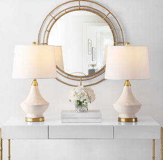 Safavieh Marlowe TBL4310A White Lamp Room Scene On Feature