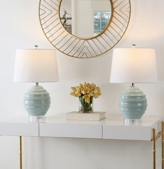 Safavieh Wembli TBL4411A Robins Egg Blue Lamp Room Scene On Feature