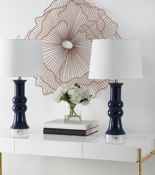 Safavieh Lamber TBL4418B Navy Lamp Room Scene Off Feature