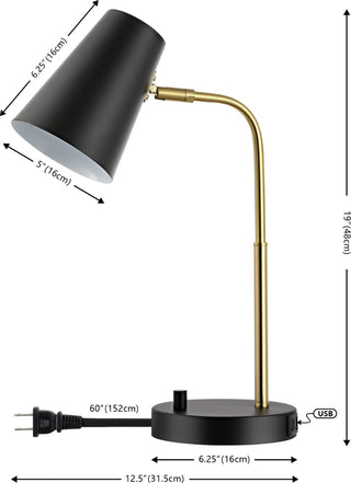 Safavieh Arynn TBL4457A Black / Brass Lamp main image