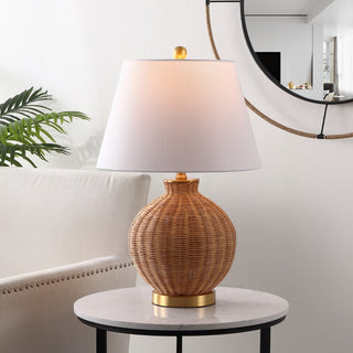 Safavieh Nobuo TBL4466A Natural / Brass Lamp Room Scene On Feature