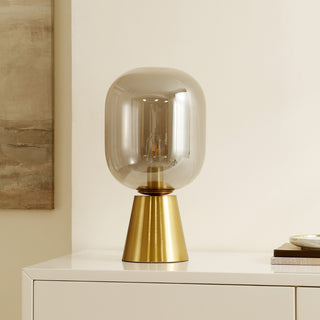 Safavieh Rain TBL4523A Smoke Grey / Brass Lamp Room Scene Off Feature
