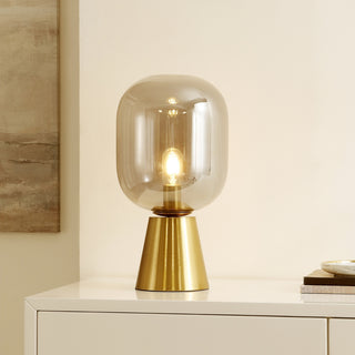 Safavieh Rain TBL4523A Smoke Grey / Brass Lamp Room Scene On Feature