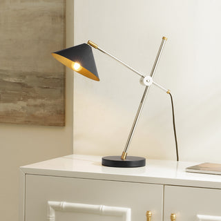 Safavieh Duane TBL4542A Chrome / Black Lamp Room Scene On Feature