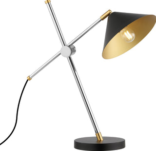 Safavieh Duane TBL4542A Chrome / Black Lamp Main On