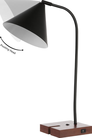 Safavieh Nuka TBL4544A Black / Walnut Lamp Main On