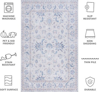 Safavieh Tucson TSN100 Ivory / Blue Machine Washable Area Rug