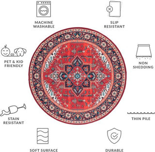 Safavieh Tucson TSN101 Red / Blue Machine Washable Area Rug