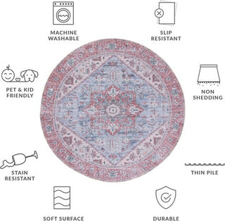 Safavieh Tucson TSN102 Grey Blue / Rust Machine Washable Area Rug