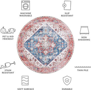 Safavieh Tucson TSN102 Blue / Red Machine Washable Area Rug