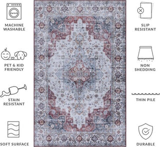 Safavieh Tucson TSN105 Light Blue / Rust Machine Washable Area Rug